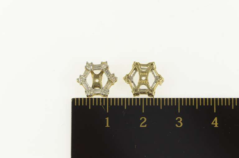 10K Yellow Gold .96 Ctw Baguette Diamond Stud Enhancer Earring Jackets