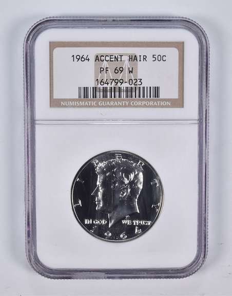 PF69-W 1964 Kennedy Half Dollar Accent Hair NGC