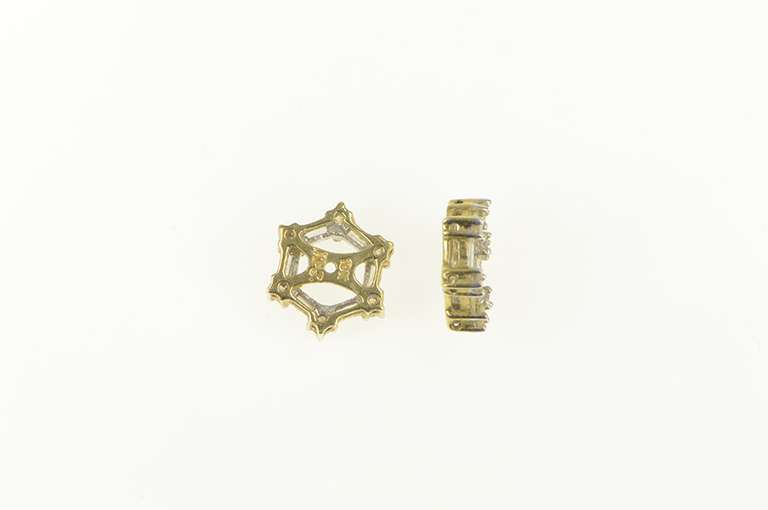 10K Yellow Gold .96 Ctw Baguette Diamond Stud Enhancer Earring Jackets