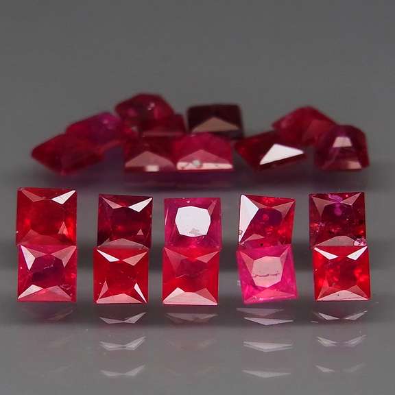 Premium 4.26ct 20 piece princess cut Ruby set