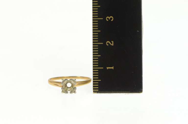 14K Yellow Gold Engagement 4.5mm Vintage NOS 1950's Setting Ring