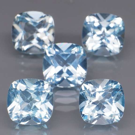 Matched! 5 piece 13.55ct full fire sky blue Topaz set