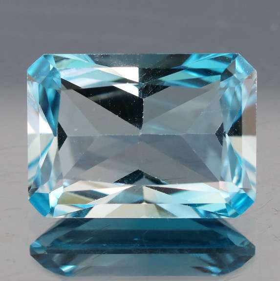 Vivid! 17.29ct radiant emerald cut Swiss blue Topaz