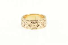 10K Yellow Gold Victorian Geometric Ornate Pattern Band Ring