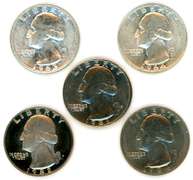 5 Different High Grade Washington Quarters: 1963-1982-S