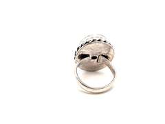 🕷Eerie 🕷 Oval Black Onyx Tibetan Silver Rope Design Ring