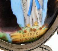 Antique French Framed Handpainted Lourdes Porcelain Plaque