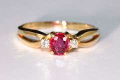 Compelling Natural Ruby & Diamonds in 14k