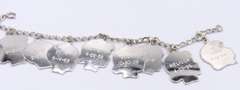 Vintage Sterling Silver Bracelet with 10 Signed Charms