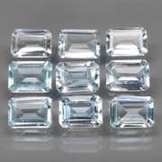 Large 6.40ct platinum blue emerald cut Aquamarine set