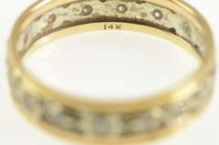 14K Yellow Gold Retro Diamond Geometric Wedding Band Ring
