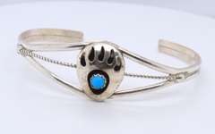 Vintage Sterling Silver American Indian Turquoise Cuff Bangle