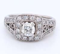 LADIES 14K WHITE GOLD DIAMOND ENGAGEMENT RING