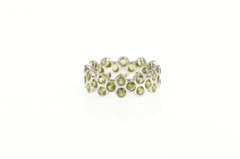 18K White Gold Green Sapphire Eternity Honeycomb Band Ring