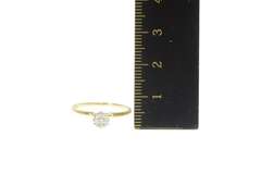 14K Yellow Gold Retro Diamond Cluster Promise Engagement Ring