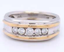 MEN'S 14K WHITE GOLD  DIAMOND BAND / RING