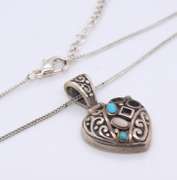 Vintage Sterling Silver Heart Shaped Pendant on Chain Necklace