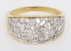 Mixed Cut Diamond Cluster Ring