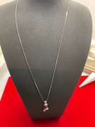 14K WHITE GOLD BOX LINK WITH DIAMOND PENDANT
