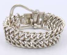 Vintage Sterling Silver Signed Buckle Heavy Bracelet