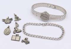 Group Lot of Vintage Sterling Silver Jewelry and Omega Watch