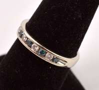 Wonderful White and Blue Diamond Band Ring in 14K White Gold
