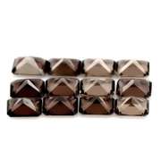 Emerald cut! Unheated! 15.67ct Smoky Quartz set
