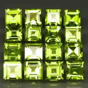 Princess cut Unheated! 11.63ct Peridot set