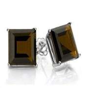 3.39 CT SMOKEY TOPAZ 925 STERLING SILVER EARRINGS STUD