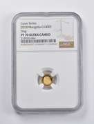 PF70UCAM 2018 Mongolia 1000 Tugrik Lunar Series Dog 0.5g .999 Gold NGC