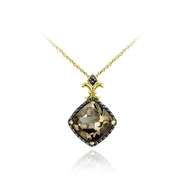 18K Gold over Sterling Silver 4.55ct. TGW Smokey Quartz and Champagne Diamond Accent Pendant