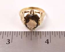 Vintage Smokey Quartz Ring in 14K Yellow Gold