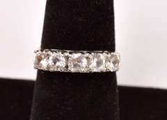 Wonderful White Sapphire Ring in 14K Yellow Gold