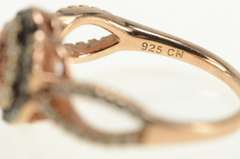 Sterling Silver Pave Flower Halo Promise White & Brown CZ Ring
