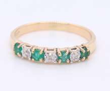 Fabulous Yellow Gold Emerald and Diamond Band Ring