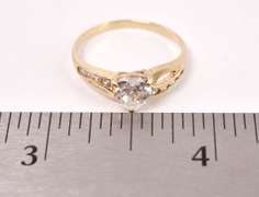 Precious CZ Heart Ring in Yellow Gold