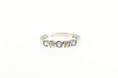 14K White Gold Tanzanite Diamond Accent Classic Wedding Band Ring