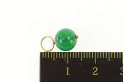 14K Yellow Gold Retro Green Chalcedony Sphere Ball Charm/Pendant