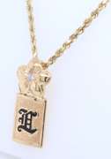 Charming Yellow Gold Engraved Pendant on Chain Necklace