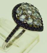 Sterling Silver White Topaz Pear shape Ring