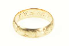 14K Yellow Gold 1940's Elaborate Etched Leaf Wedding Band Ring