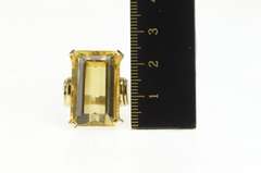 10K Yellow Gold Emerald Cut Citrine Solitaire Cocktail Ring