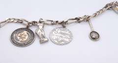 Vintage Sterling Silver Figaro Bracelet with Charms