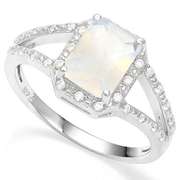 925 STERLING SILVER OCT 6*8 MM CREATED FIRE OPAL WOMEN RING