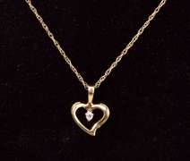 Petite Diamond Heart Pendant Necklace in 14K Yellow Gold