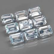 Large 6.40ct platinum blue emerald cut Aquamarine set