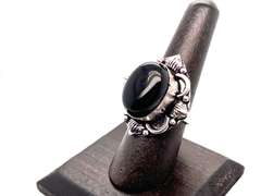 🖤 Beware! 🖤 Oval Black Onyx Tibetan Silver Floral Energy Design Ring