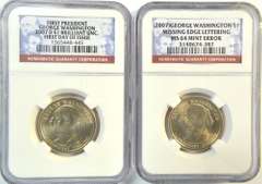 2007 Missing Edge Lettering & 2007-D Washington $1. NGC Unc
