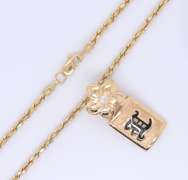 Charming Yellow Gold Engraved Pendant on Chain Necklace