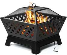 26 Inch Fire Pit Large Wood Burning Square Firepit
